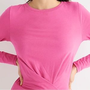J.CREW Broken In-Jersey Twist-Front Long Sleeves T-Shirt in Icy Rose XL NWT